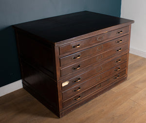 Vintage 1920s British Oak Plan Chest , Architects  Drawing Chest Architects