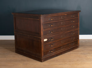 Vintage 1920s British Oak Plan Chest , Architects  Drawing Chest Architects