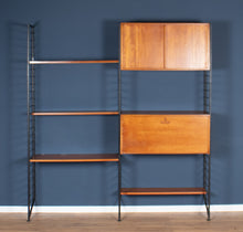 Load image into Gallery viewer, Retro Teak 1960s Mid Century Two Bay Ladder Shelving System