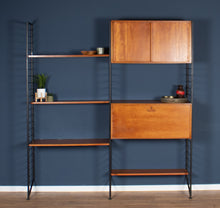 Load image into Gallery viewer, Retro Teak 1960s Mid Century Two Bay Ladder Shelving System