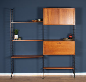 Retro Teak 1960s Mid Century Two Bay Ladder Shelving System