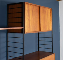 Load image into Gallery viewer, Retro Teak 1960s Mid Century Two Bay Ladder Shelving System