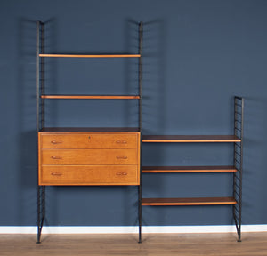 Retro Teak 1960s Mid Century Two Bay Ladder Shelving System