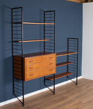 Load image into Gallery viewer, Retro Teak 1960s Mid Century Two Bay Ladder Shelving System