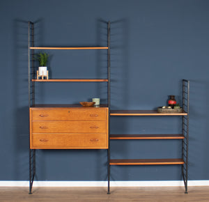 Retro Teak 1960s Mid Century Two Bay Ladder Shelving System