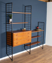 Load image into Gallery viewer, Retro Teak 1960s Mid Century Two Bay Ladder Shelving System