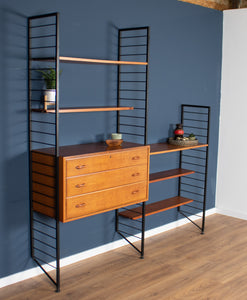 Retro Teak 1960s Mid Century Two Bay Ladder Shelving System