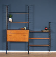 Load image into Gallery viewer, Retro Teak 1960s Mid Century Two Bay Ladder Shelving System