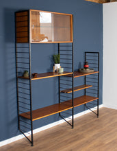 Load image into Gallery viewer, Retro Teak 1960s Mid Century Two Bag Ladder Shelving System Bookcase