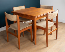 Load image into Gallery viewer, 1960s Retro Teak Danish Draw Leaf Extending Dining Table &amp; Four 4 Chairs By Erik Buch