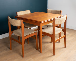 1960s Retro Teak Danish Draw Leaf Extending Dining Table & Four 4 Chairs By Erik Buch