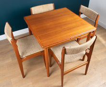 Load image into Gallery viewer, 1960s Retro Teak Danish Draw Leaf Extending Dining Table &amp; Four 4 Chairs By Erik Buch