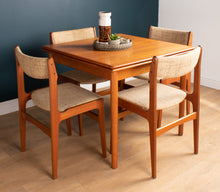 Load image into Gallery viewer, 1960s Retro Teak Danish Draw Leaf Extending Dining Table &amp; Four 4 Chairs By Erik Buch