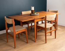 Load image into Gallery viewer, 1960s Retro Teak Danish Draw Leaf Extending Dining Table &amp; Four 4 Chairs By Erik Buch