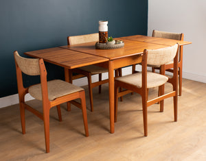 1960s Retro Teak Danish Draw Leaf Extending Dining Table & Four 4 Chairs By Erik Buch