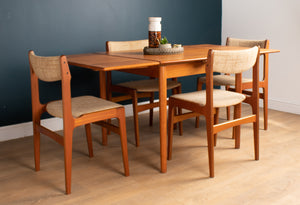 1960s Retro Teak Danish Draw Leaf Extending Dining Table & Four 4 Chairs By Erik Buch