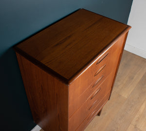 Retro 1960s Mid Century Tall Teak Chest Of Drawers By Homeworthy