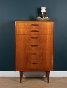 Retro 1960s Mid Century Tall Teak Chest Of Drawers By Homeworthy