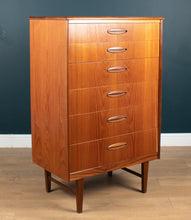 Load image into Gallery viewer, Retro 1960s Mid Century Tall Teak Chest Of Drawers By Homeworthy