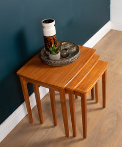 Retro Teak 1960s Mid Century Nest Of 3 Side Coffee Tables