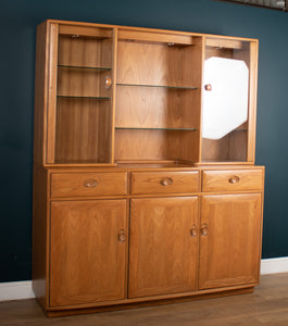 Vintage Ercol Elm Windsor Glazed Display Dresser Sideboard