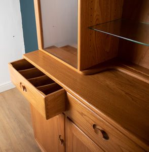 Vintage Ercol Elm Windsor Glazed Display Dresser Sideboard