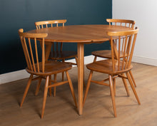 Load image into Gallery viewer, Vintage Retro Round Ercol Drop Leaf Dining Table &amp; Four Ercol Kitchen Chairs