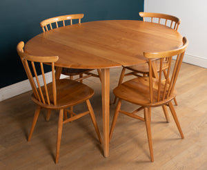 Vintage Retro Round Ercol Drop Leaf Dining Table & Four Ercol Kitchen Chairs