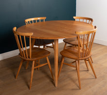 Load image into Gallery viewer, Vintage Retro Round Ercol Drop Leaf Dining Table &amp; Four Ercol Kitchen Chairs