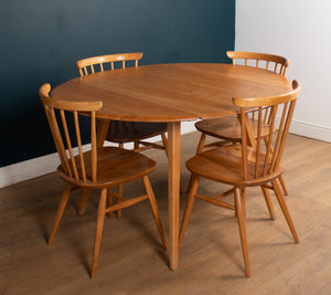 Vintage Retro Round Ercol Drop Leaf Dining Table & Four Ercol Kitchen Chairs