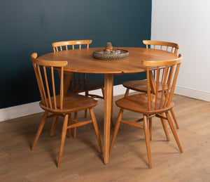 Vintage Retro Round Ercol Drop Leaf Dining Table & Four Ercol Kitchen Chairs