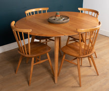 Load image into Gallery viewer, Vintage Retro Round Ercol Drop Leaf Dining Table &amp; Four Ercol Kitchen Chairs