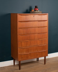 Reto Teak 1960s Tall Danish Chest Of Drawers Denmark Tallboy