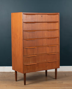 Reto Teak 1960s Tall Danish Chest Of Drawers Denmark Tallboy