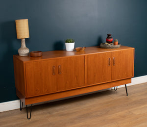 Long Restored Teak Retro 1960s G Plan Fresco Sideboard On Hairpin Legs