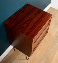 Load image into Gallery viewer, Restored Mid Century Danish Rosewood Sideboard Lamp Table Chest On Hairpin Legs