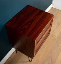 Load image into Gallery viewer, Restored Mid Century Danish Rosewood Sideboard Lamp Table Chest On Hairpin Legs