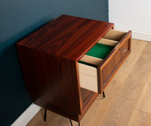 Restored Mid Century Danish Rosewood Sideboard Lamp Table Chest On Hairpin Legs