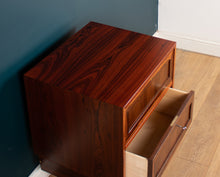 Load image into Gallery viewer, Restored Mid Century Danish Rosewood Sideboard Lamp Table Chest On Hairpin Legs