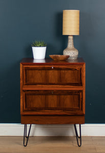 Restored Mid Century Danish Rosewood Sideboard Lamp Table Chest On Hairpin Legs