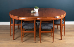 Retro 1960s Teak Hans Olsen "Roundette" Teak Dining Table & 6 For Frem Rølje