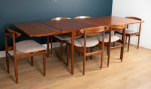 Load image into Gallery viewer, Retro Teak 1960s Extending Dining Table &amp; Six 6 Chairs By LB Kofod Larsen