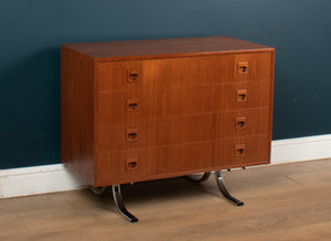 Retro Teak 1960s Danish Chest Of Drawers On Metal Legs