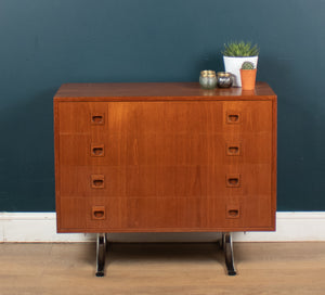 Retro Teak 1960s Danish Chest Of Drawers On Metal Legs