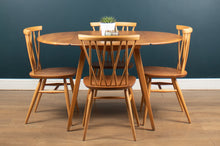 Load image into Gallery viewer, Retro Vintage Ercol Elm Model 384 Round Dining Table &amp; Four 376 Candlestick Chairs