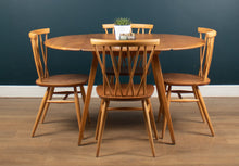 Load image into Gallery viewer, Retro Vintage Ercol Elm Model 384 Round Dining Table &amp; Four 376 Candlestick Chairs