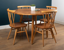 Load image into Gallery viewer, Retro Vintage Ercol Elm Model 384 Round Dining Table &amp; Four 376 Candlestick Chairs