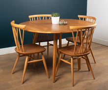 Load image into Gallery viewer, Retro Vintage Ercol Elm Model 384 Round Dining Table &amp; Four 376 Candlestick Chairs