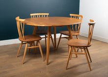 Load image into Gallery viewer, Retro Vintage Ercol Elm Model 384 Round Dining Table &amp; Four 376 Candlestick Chairs