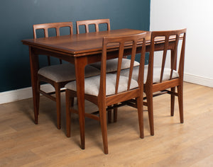 Retro 1960s Solid Afrormosia Draw Leaf Extending Dining Table & 4 Four Chairs by John Herbert for A.Younger